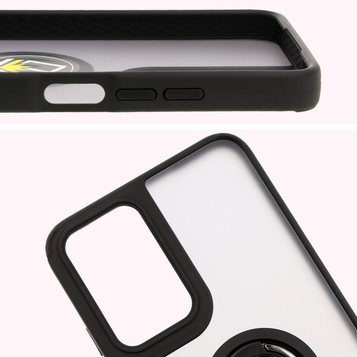 Handyhülle mit Fingergriff für Motorola Moto G35 5G, Bizon Case Hybrid Ring, getönt mit schwarzem Rahmen