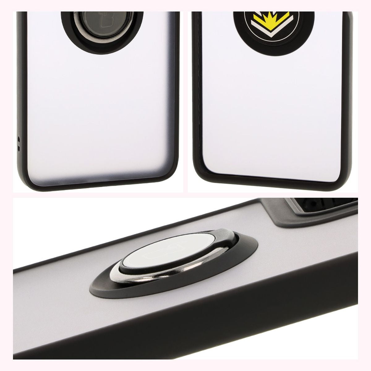 Handyhülle mit Fingergriff für Motorola Moto G35 5G, Bizon Case Hybrid Ring, getönt mit schwarzem Rahmen
