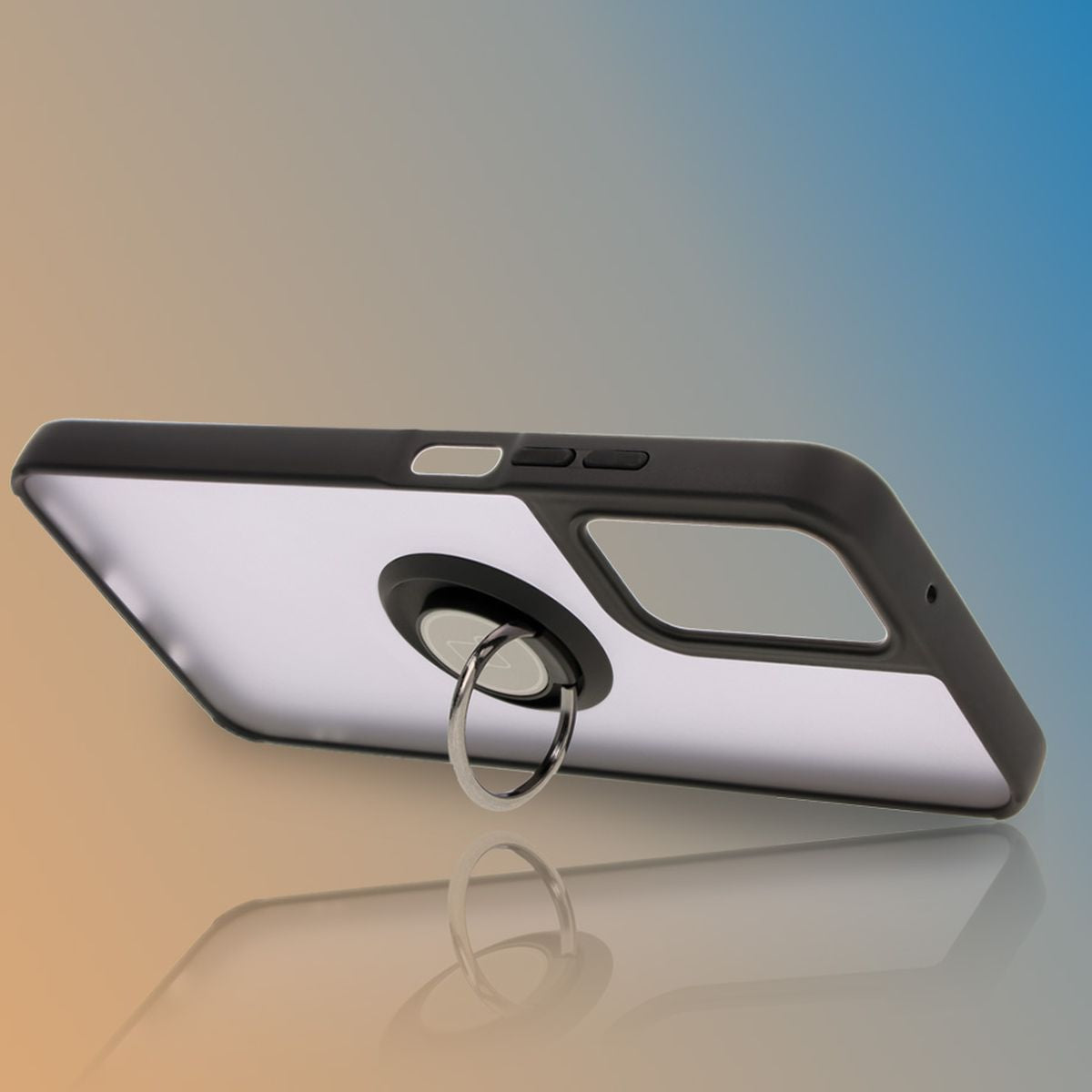 Handyhülle mit Fingergriff für Motorola Moto G35 5G, Bizon Case Hybrid Ring, getönt mit schwarzem Rahmen