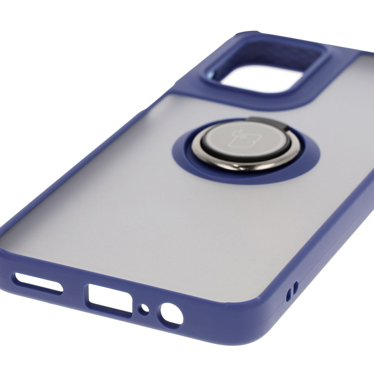 Handyhülle mit Fingergriff für Motorola Moto G55 5G, Bizon Case Hybrid Ring, getönt mit dunkelblauem Rahmen