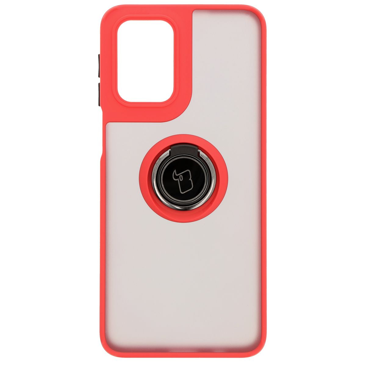 Handyhülle mit Fingergriff für Motorola Moto G55 5G, Bizon Case Hybrid Ring, getönt mit rotem Rahmen
