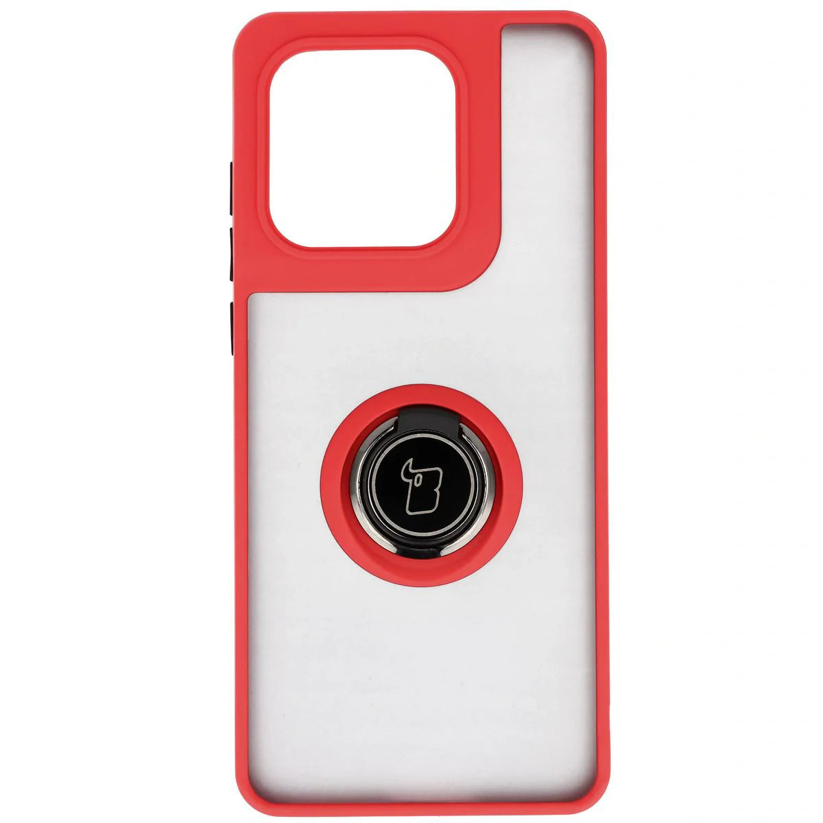 Handyhülle mit Fingergriff für Motorola Edge 60 Fusion / 60, Bizon Case Hybrid Ring, getönt mit rotem Rahmen