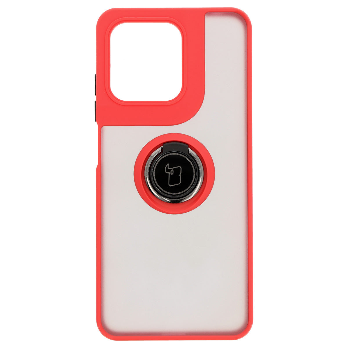 Handyhülle mit Fingergriff für Motorola Moto G15 / G15 Power, Bizon Case Hybrid Ring, getönt mit rotem Rahmen