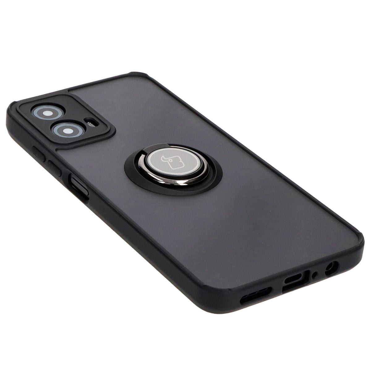 Handyhülle mit Fingergriff für Motorola Moto G34 5G, Bizon Case Hybrid Ring, getönt mit schwarzem Rahmen