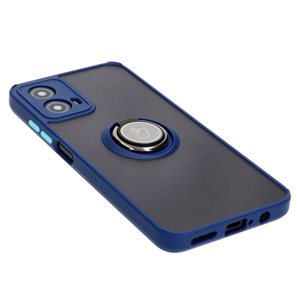 Handyhülle mit Fingergriff für Motorola Moto G34 5G, Bizon Case Hybrid Ring, getönt mit dunkelblauem Rahmen