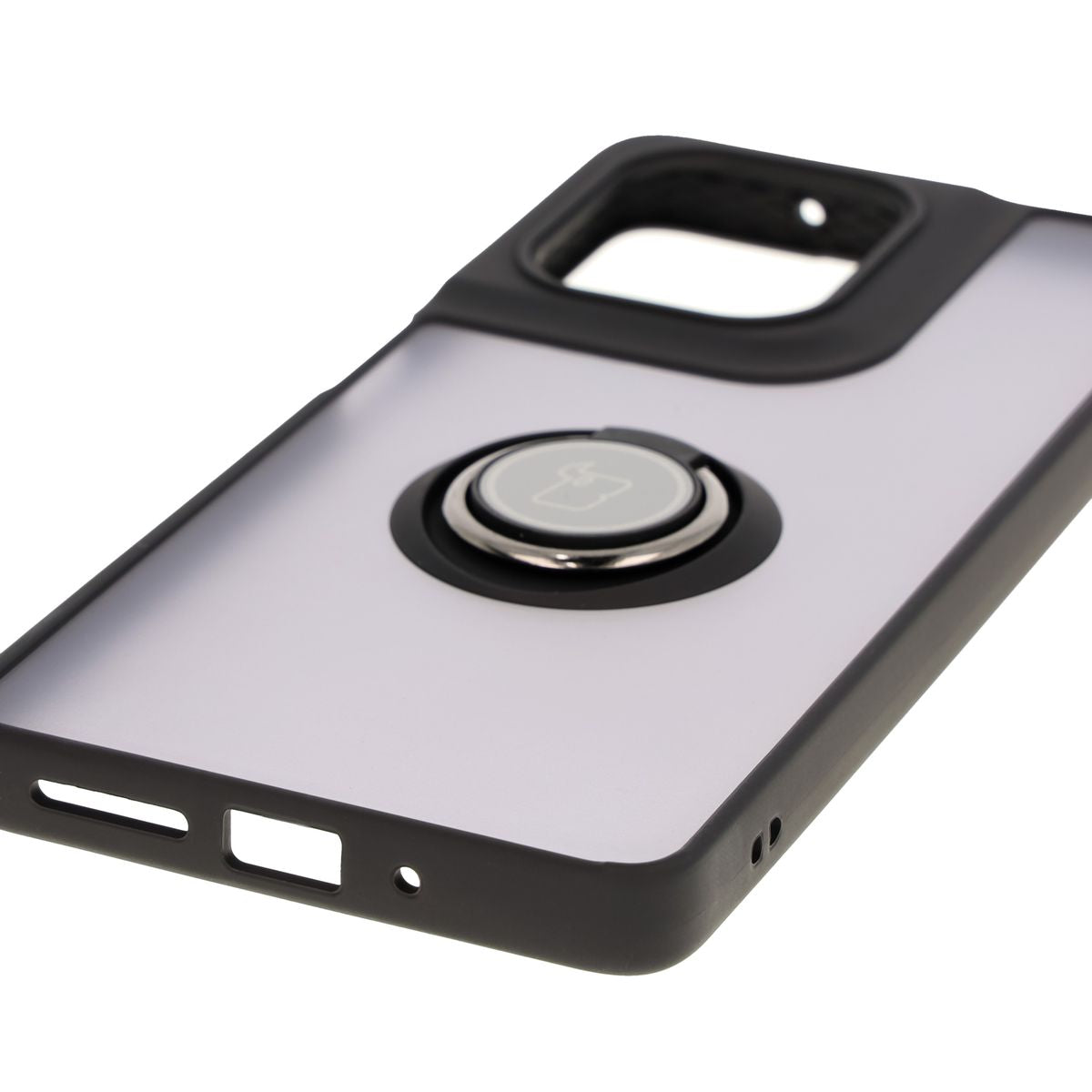 Handyhülle mit Fingergriff für Motorola Moto G75 5G, Bizon Case Hybrid Ring, getönt mit schwarzem Rahmen
