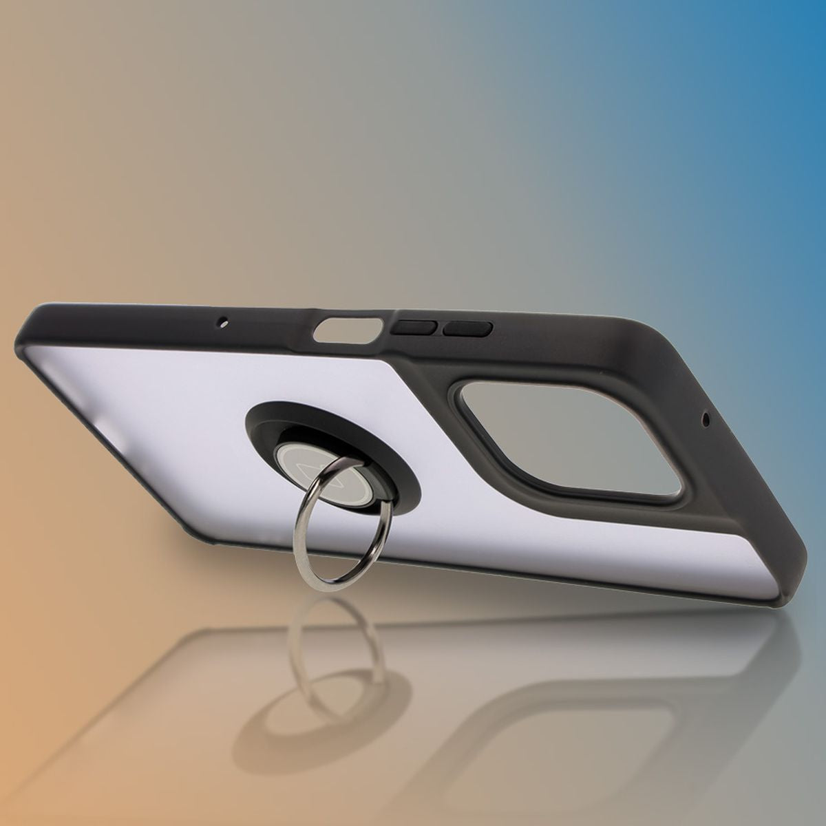 Handyhülle mit Fingergriff für Motorola Moto G75 5G, Bizon Case Hybrid Ring, getönt mit schwarzem Rahmen