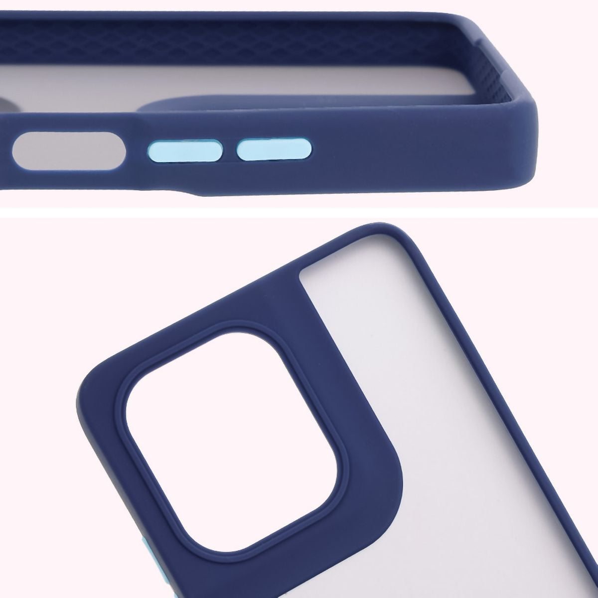 Handyhülle mit Fingergriff für Motorola Moto G75 5G, Bizon Case Hybrid Ring, getönt mit dunkelblauem Rahmen