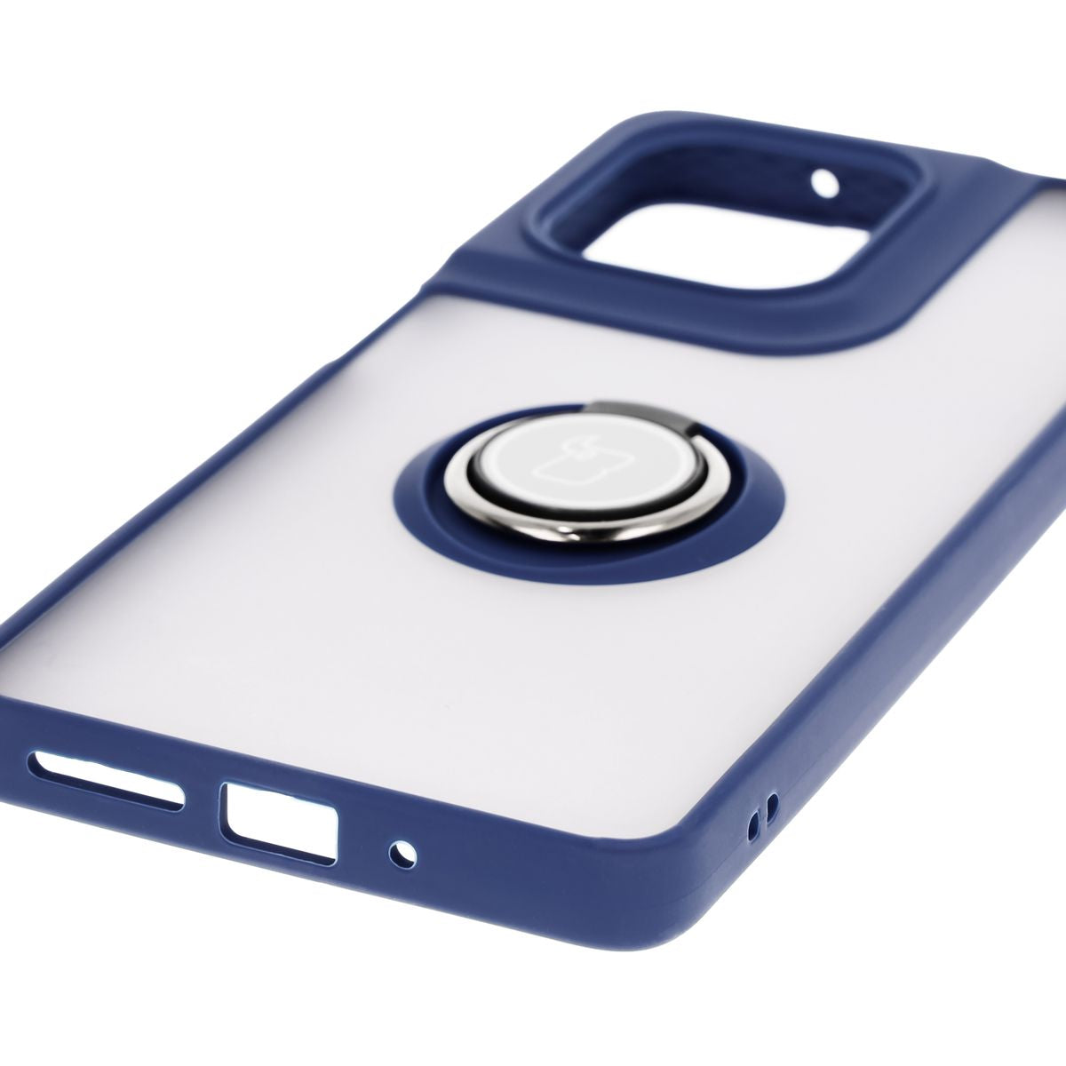 Handyhülle mit Fingergriff für Motorola Moto G75 5G, Bizon Case Hybrid Ring, getönt mit dunkelblauem Rahmen