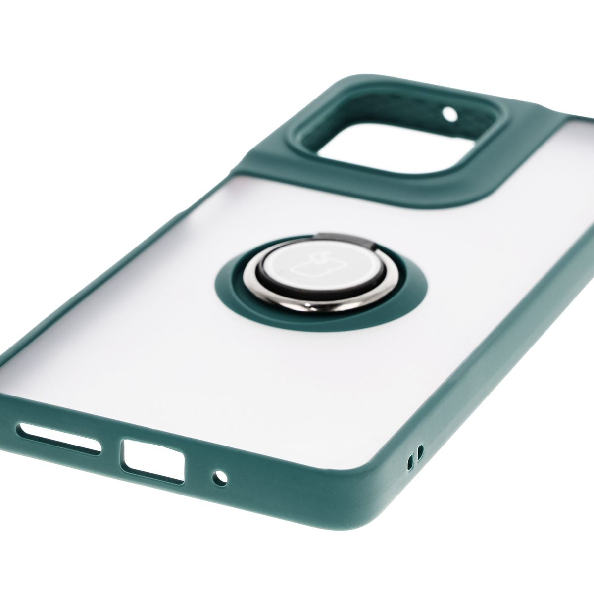 Handyhülle mit Fingergriff für Motorola Moto G75 5G, Bizon Case Hybrid Ring, getönt mit dunkelgrünem Rahmen