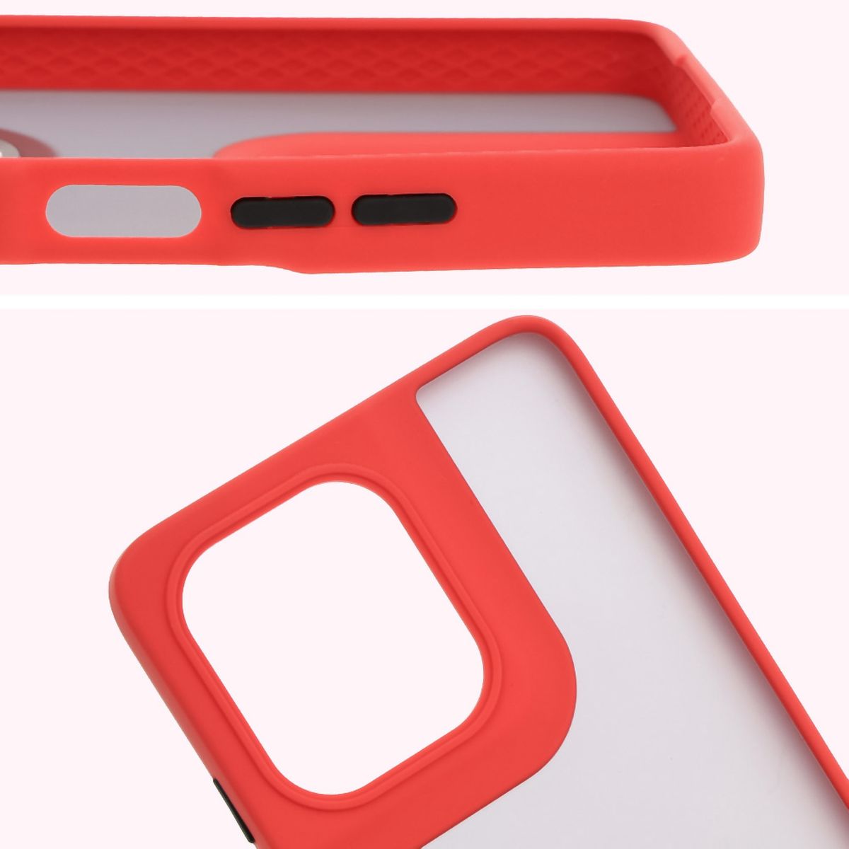 Handyhülle mit Fingergriff für Motorola Moto G75 5G, Bizon Case Hybrid Ring, getönt mit rotem Rahmen