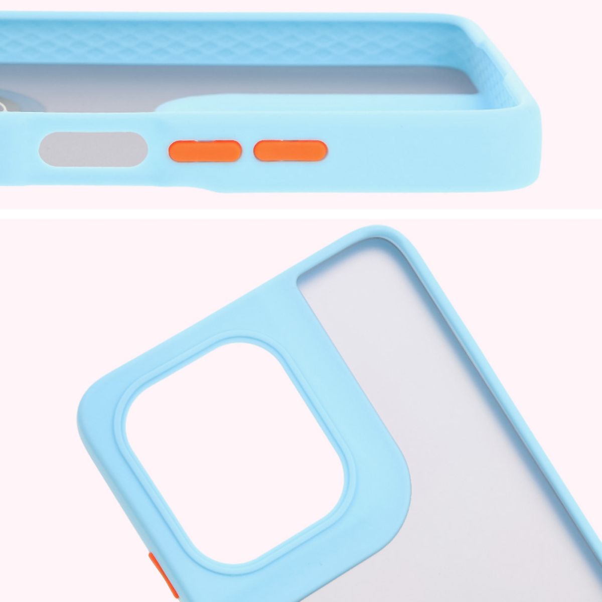 Handyhülle mit Fingergriff für Motorola Moto G75 5G, Bizon Case Hybrid Ring, getönt mit hellblauem Rahmen