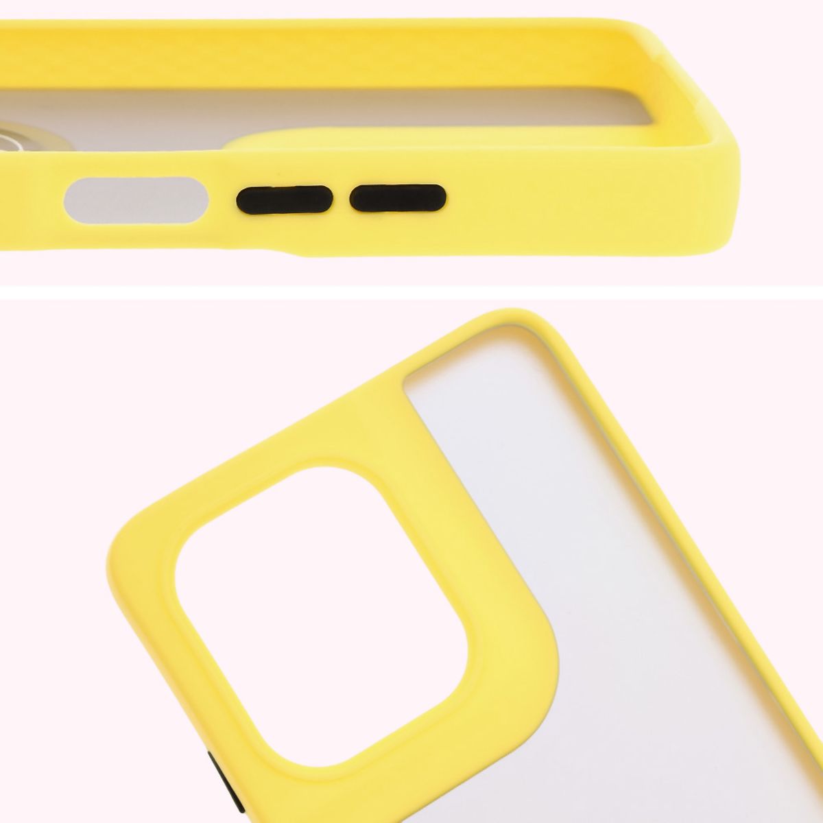 Handyhülle mit Fingergriff für Motorola Moto G75 5G, Bizon Case Hybrid Ring, getönt mit gelbem Rahmen