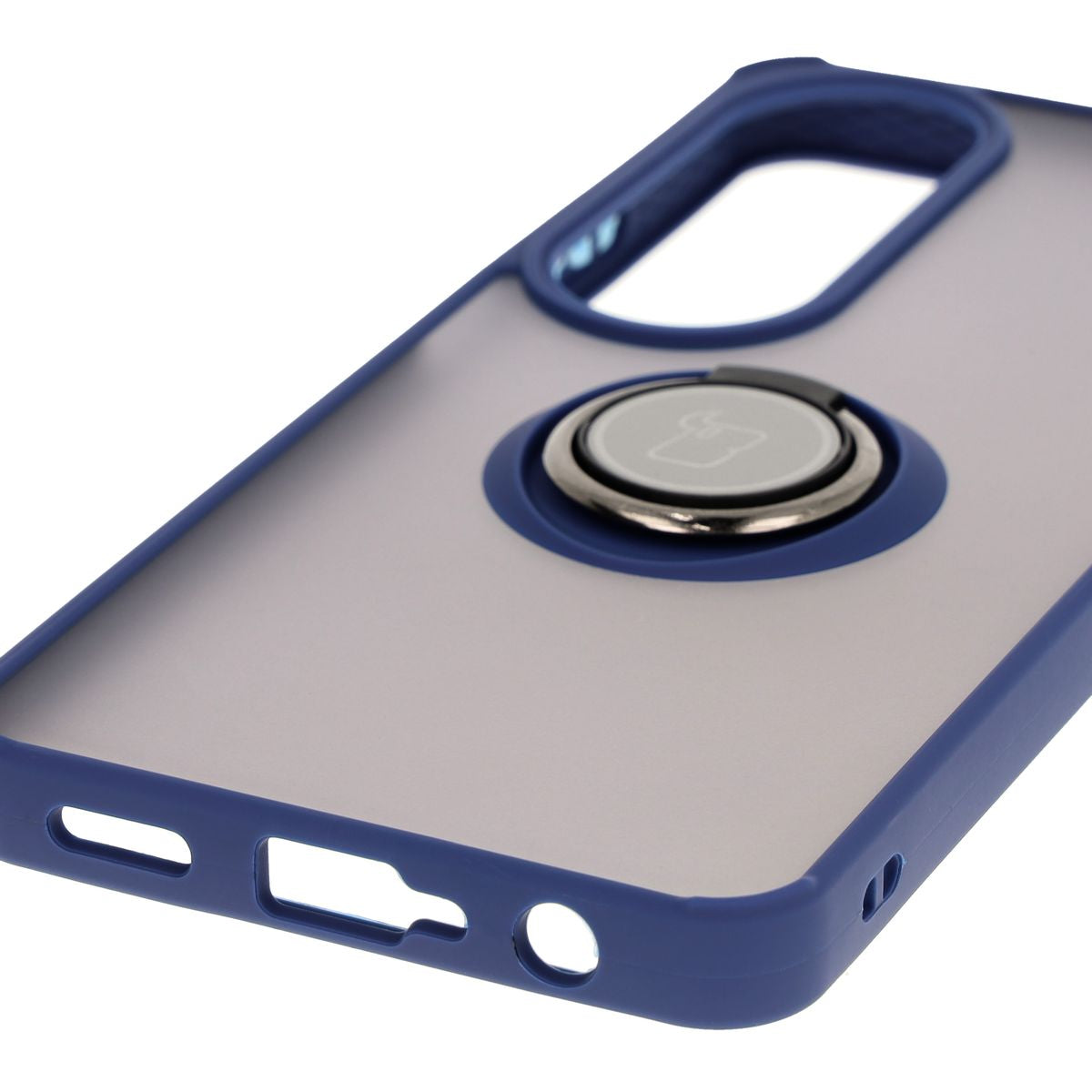 Handyhülle mit Fingergriff für Oppo A60 4G, Bizon Case Hybrid Ring, getönt mit dunkelblauem Rahmen