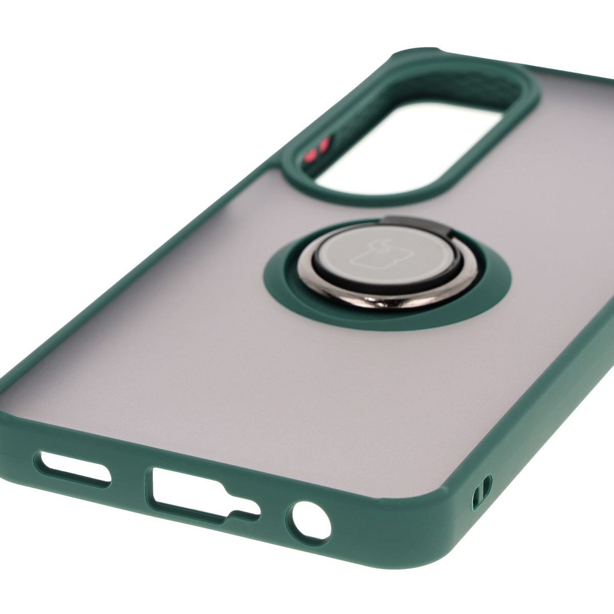 Handyhülle mit Fingergriff für Oppo A60 4G, Bizon Case Hybrid Ring, getönt mit dunkelgrünem Rahmen