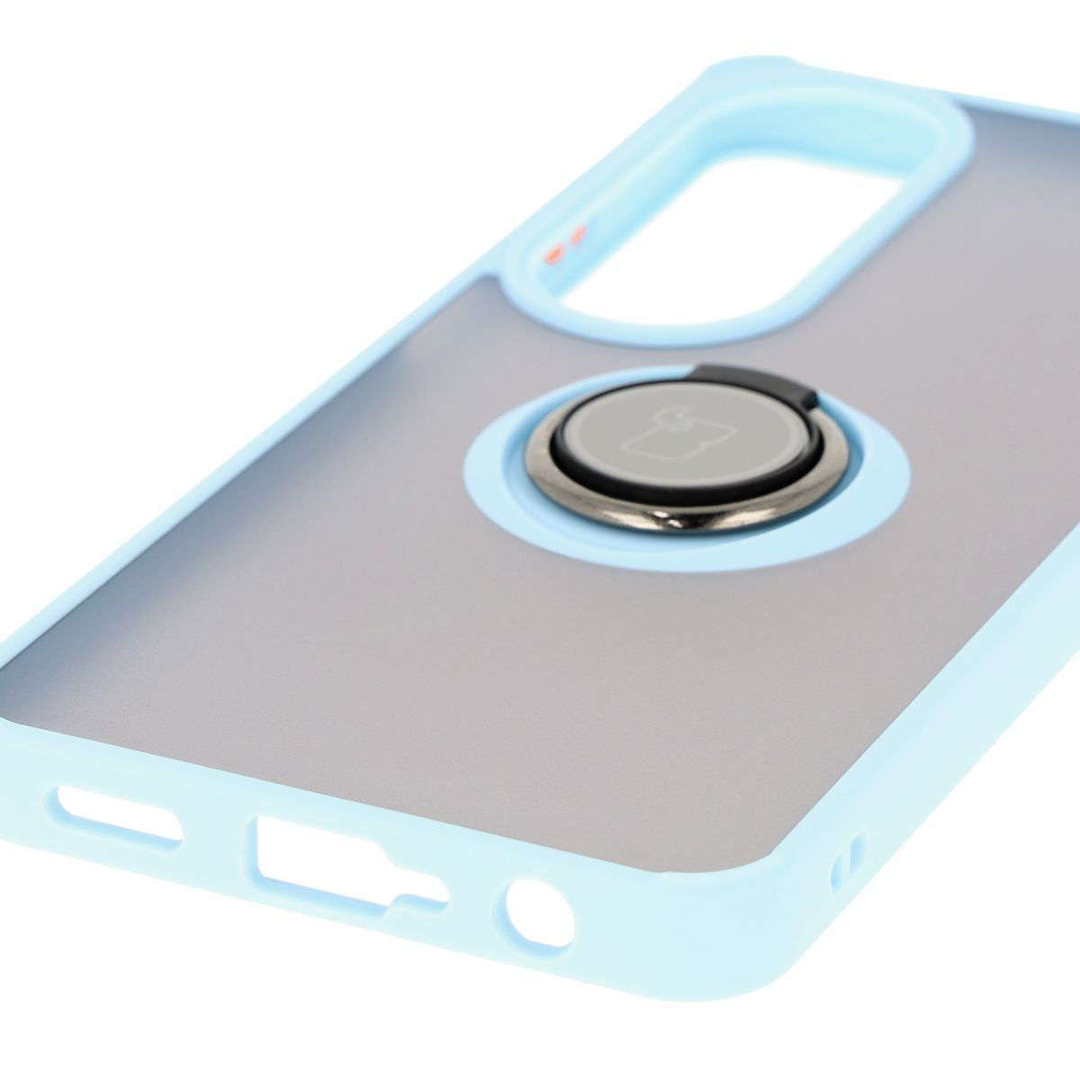 Handyhülle mit Fingergriff für Oppo A60 4G, Bizon Case Hybrid Ring, getönt mit hellblauem Rahmen