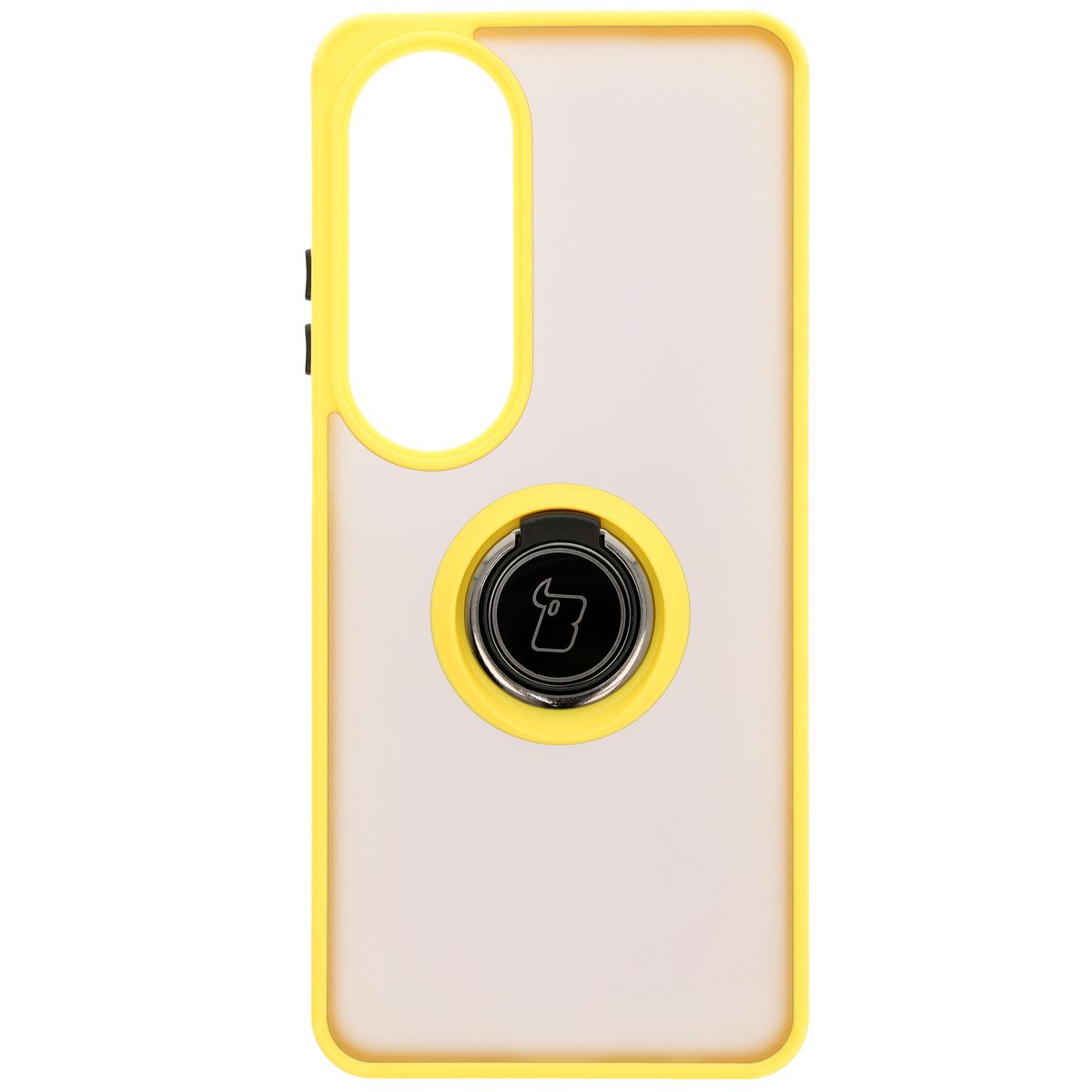 Handyhülle mit Fingergriff für Oppo A60 4G, Bizon Case Hybrid Ring, getönt mit gelbem Rahmen