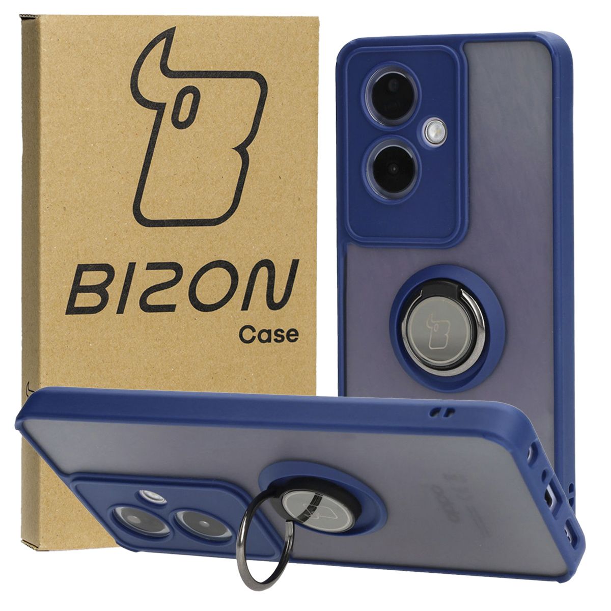 Schutzhülle für Oppo A79 5G, Bizon Case Hybrid Ring, Dunkelblau