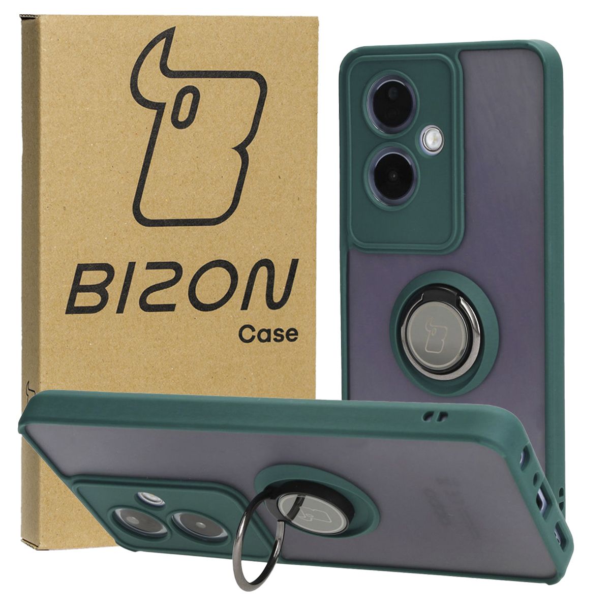 Schutzhülle für Oppo A79 5G, Bizon Case Hybrid Ring, Grün