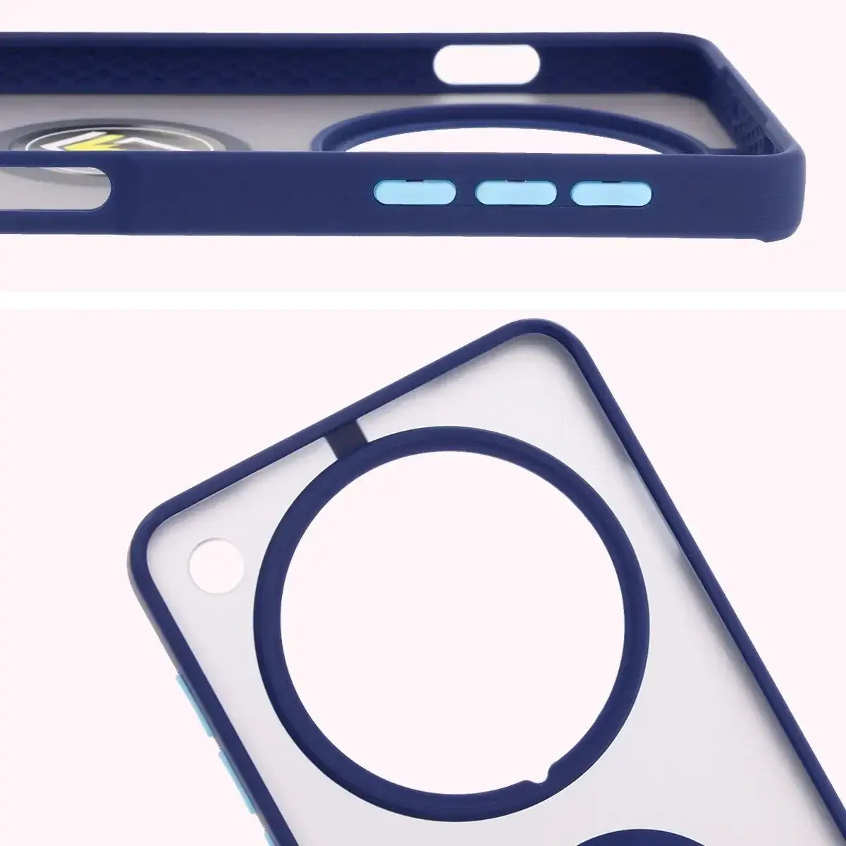 Handyhülle mit Fingergriff für Oppo Find X8 Pro, Bizon Case Hybrid Ring, getönt mit dunkelblauem Rahmen