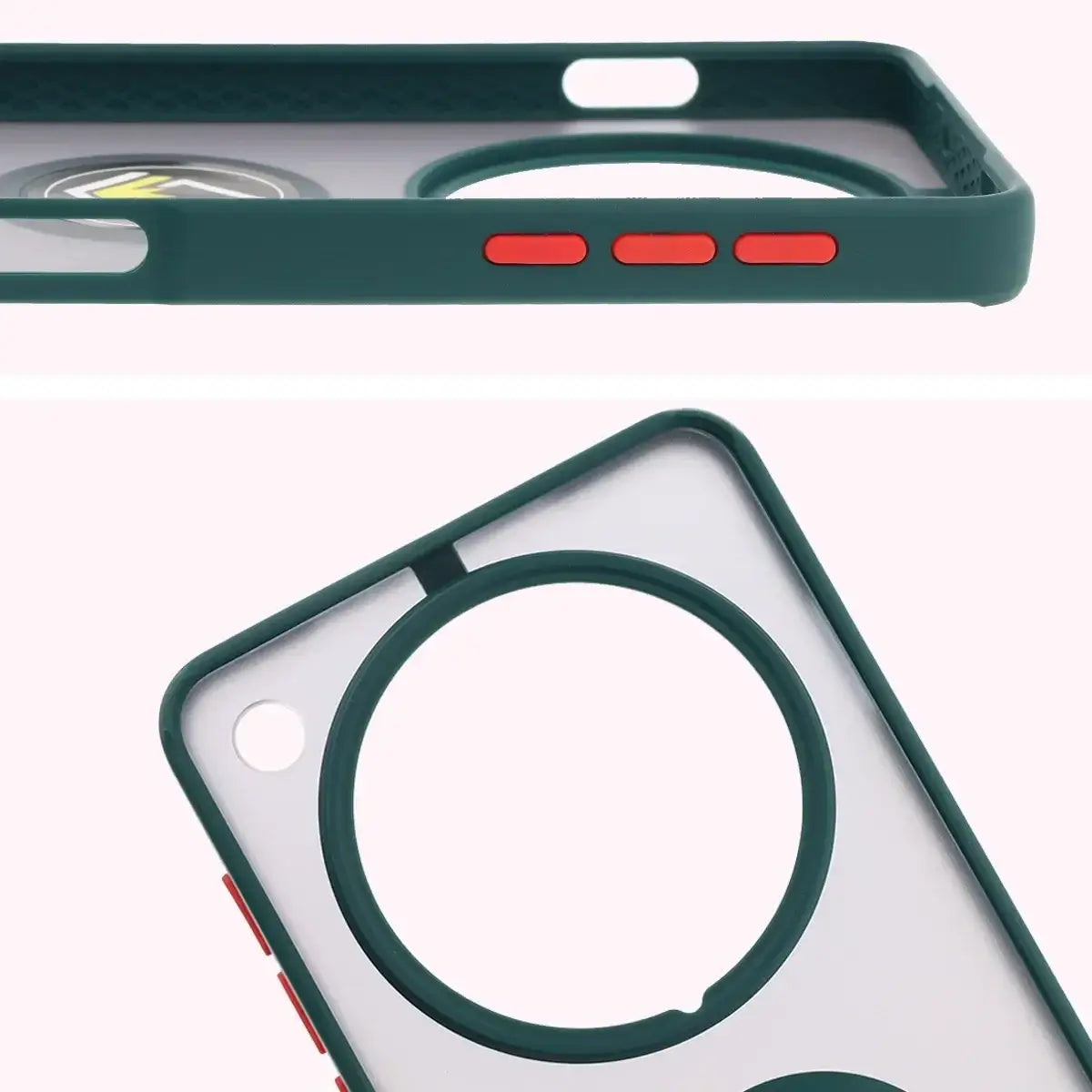 Handyhülle mit Fingergriff für Oppo Find X8 Pro, Bizon Case Hybrid Ring, getönt mit dunkelgrünem Rahmen