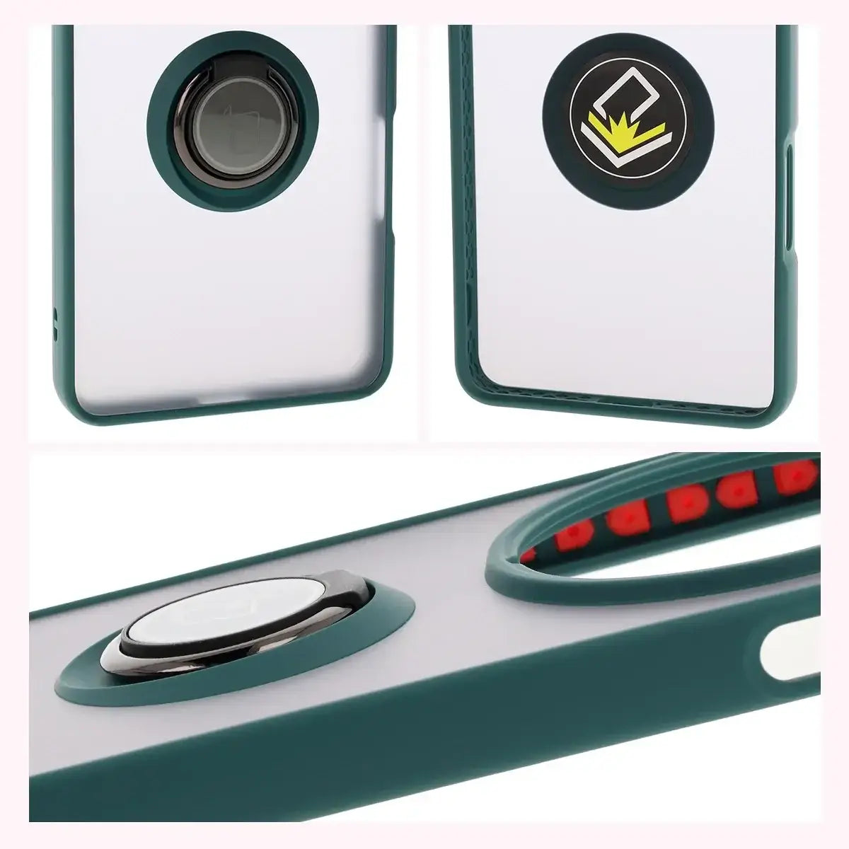 Handyhülle mit Fingergriff für Oppo Find X8 Pro, Bizon Case Hybrid Ring, getönt mit dunkelgrünem Rahmen