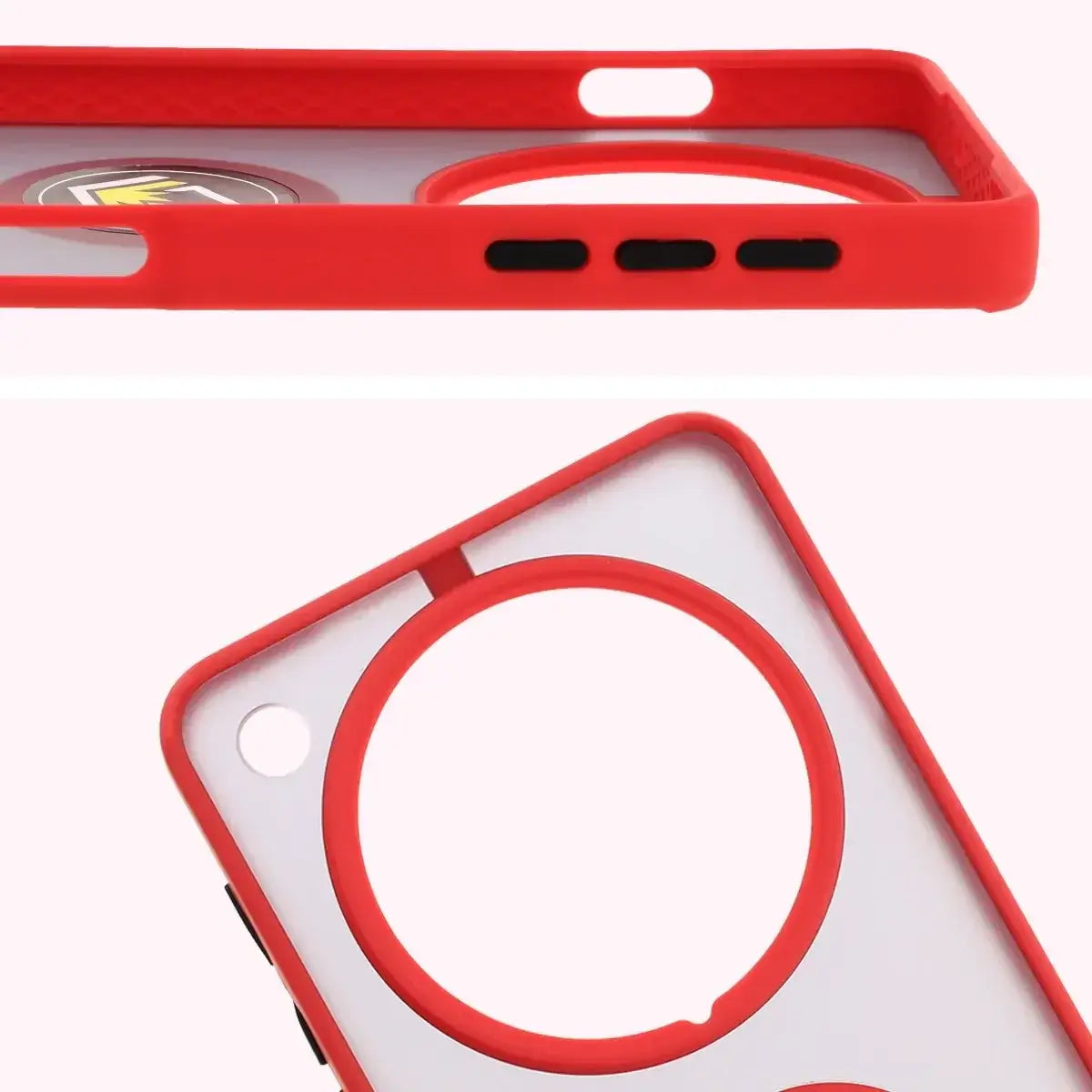 Handyhülle mit Fingergriff für Oppo Find X8 Pro, Bizon Case Hybrid Ring, getönt mit rotem Rahmen