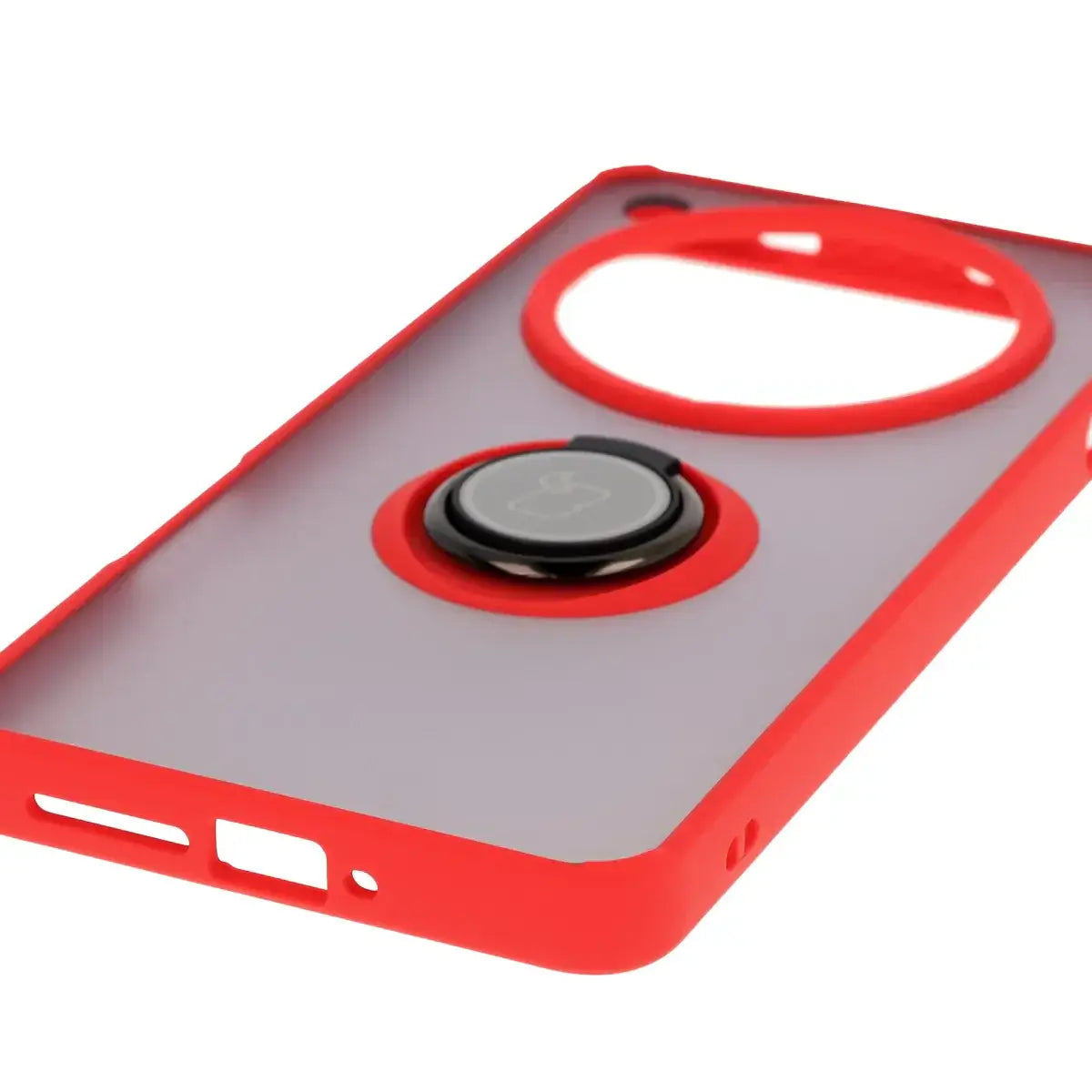 Handyhülle mit Fingergriff für Oppo Find X8 Pro, Bizon Case Hybrid Ring, getönt mit rotem Rahmen