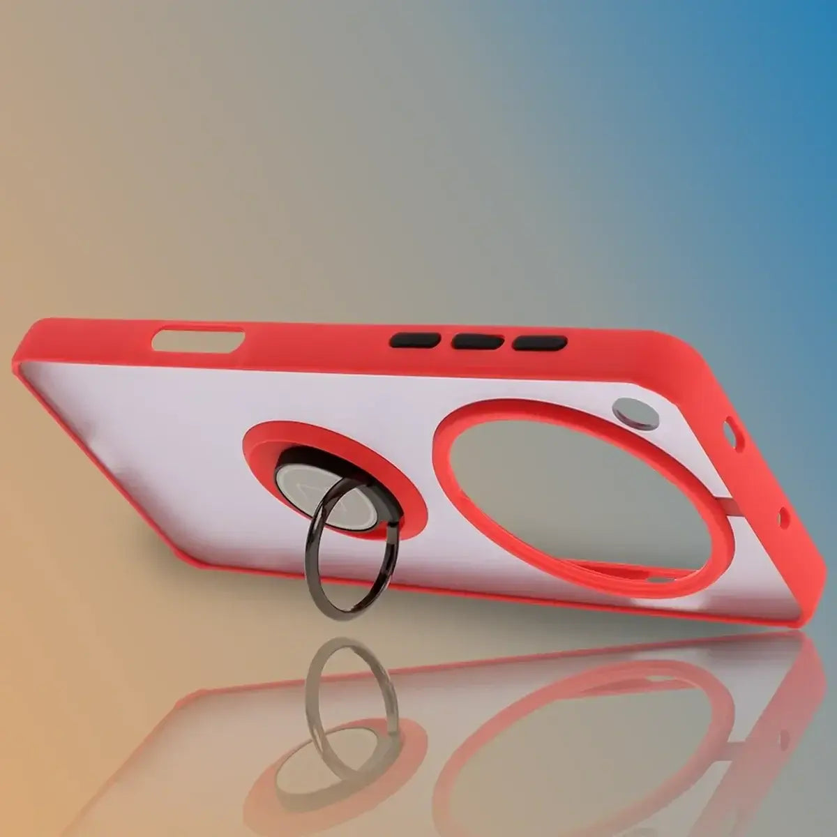 Handyhülle mit Fingergriff für Oppo Find X8 Pro, Bizon Case Hybrid Ring, getönt mit rotem Rahmen