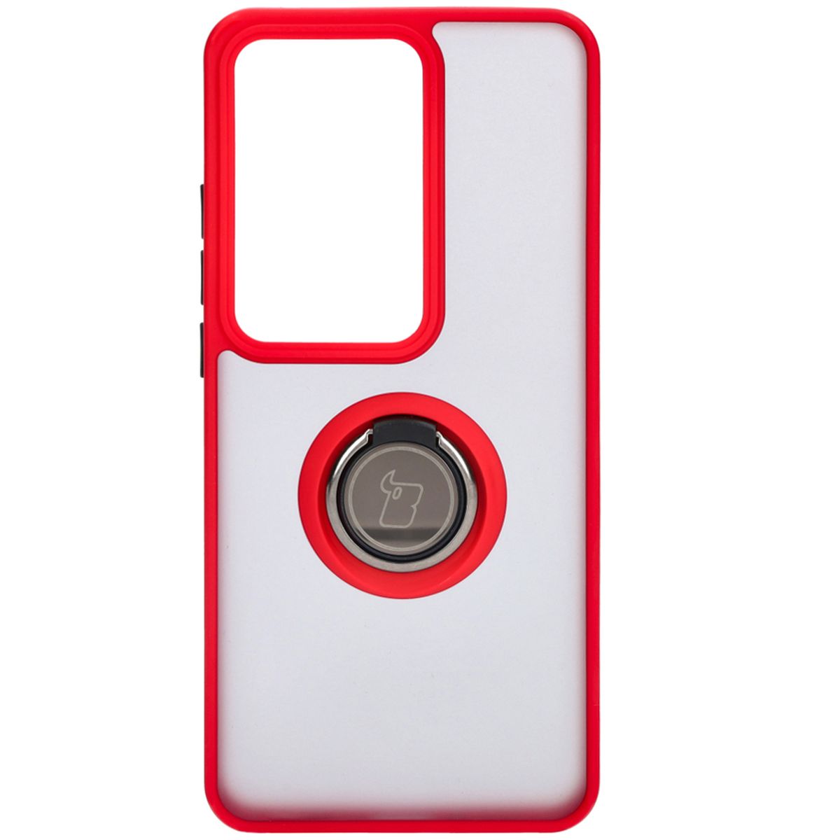 Handyhülle mit Fingergriff für Oppo Reno11 F 5G, Bizon Case Hybrid Ring, getönt mit rotem Rahmen
