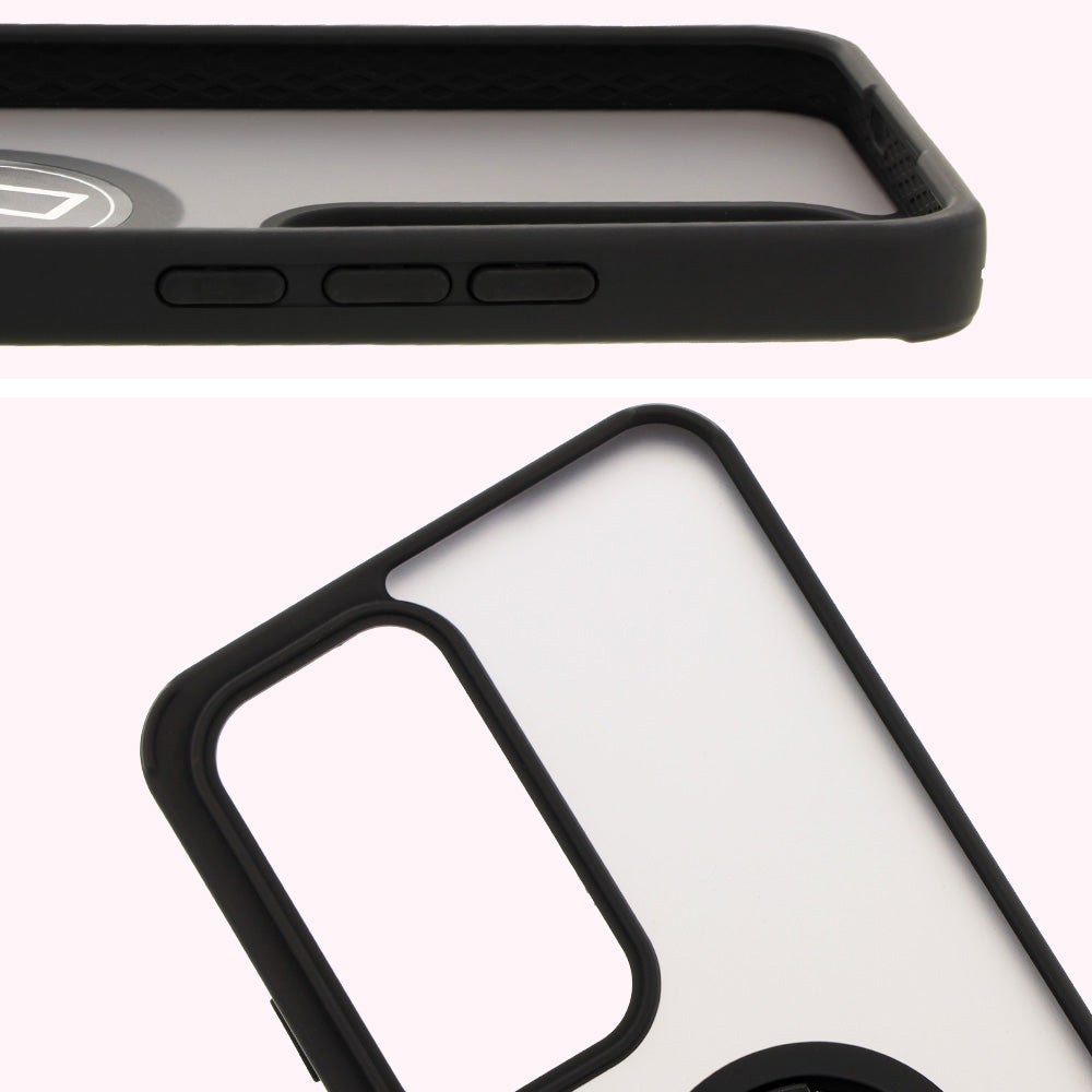 Handyhülle mit Fingergriff für Oppo Reno 12 Pro, Bizon Case Hybrid Ring, getönt mit schwarzem Rahmen
