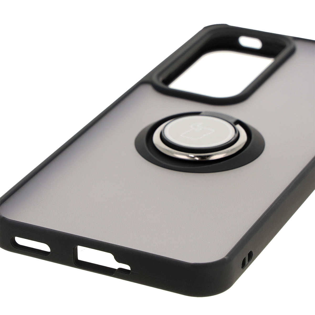 Handyhülle mit Fingergriff für Oppo Reno 12 Pro, Bizon Case Hybrid Ring, getönt mit schwarzem Rahmen