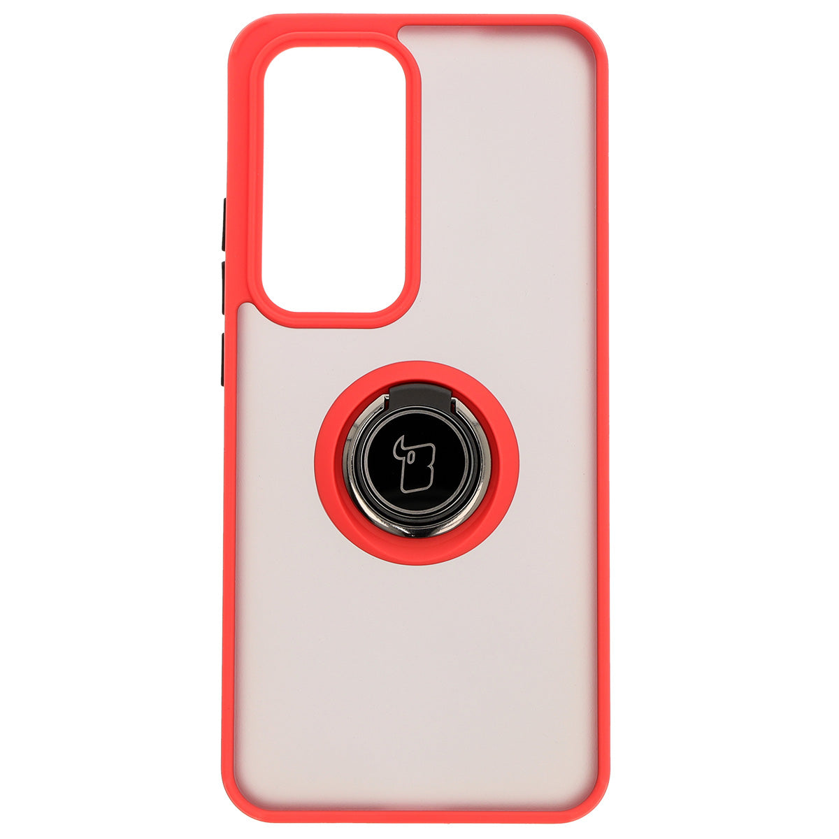 Handyhülle mit Fingergriff für Oppo Reno 12 Pro, Bizon Case Hybrid Ring, getönt mit rotem Rahmen
