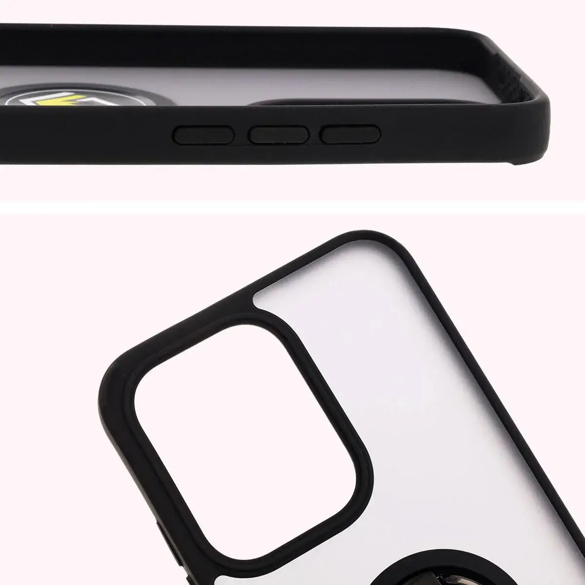 Handyhülle mit Fingergriff für Oppo Reno13, Bizon Case Hybrid Ring, getönt mit schwarzem Rahmen