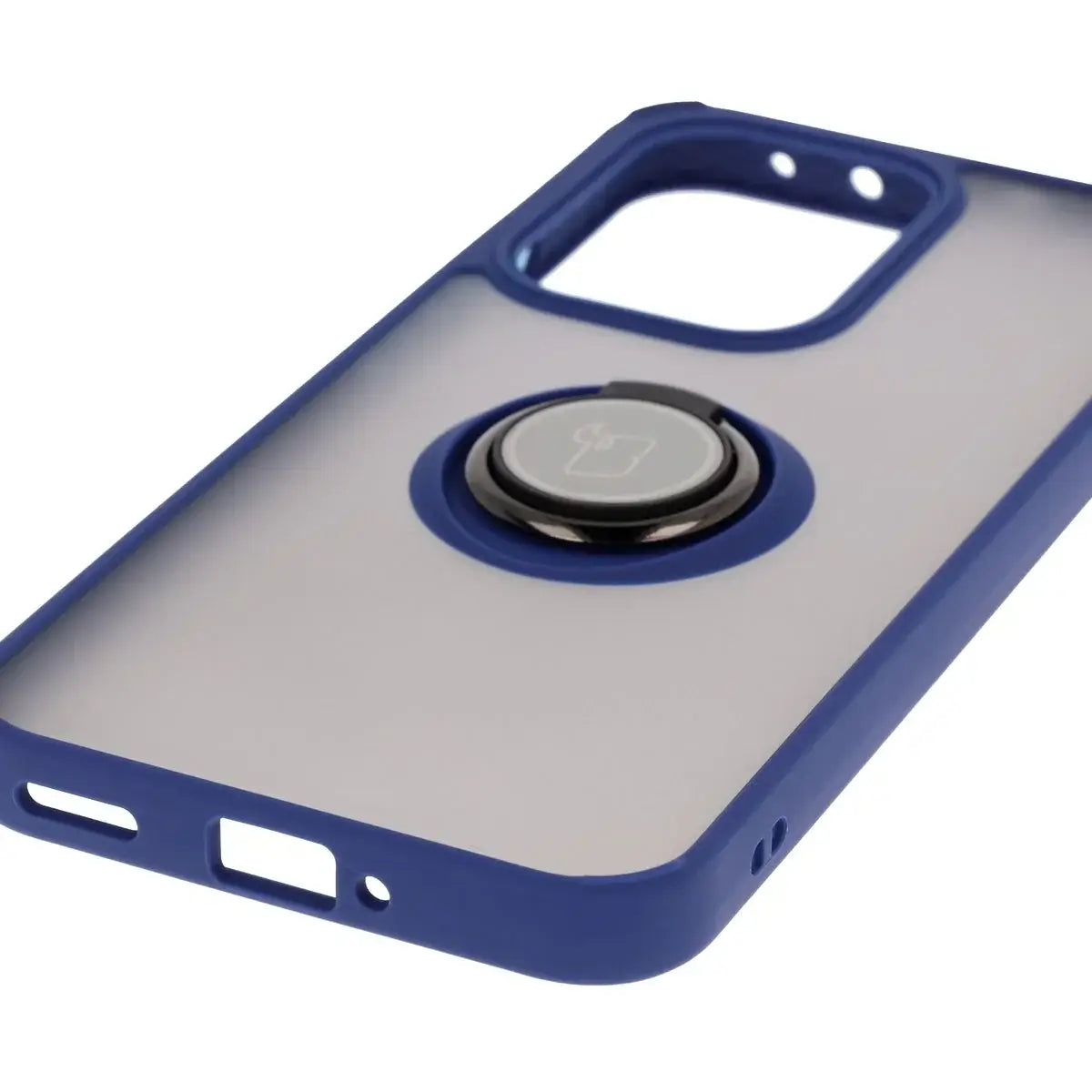 Handyhülle mit Fingergriff für Oppo Reno13, Bizon Case Hybrid Ring, getönt mit dunkelblauem Rahmen