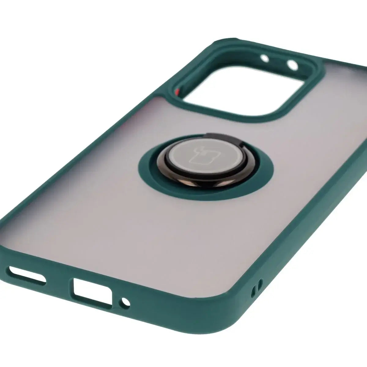 Handyhülle mit Fingergriff für Oppo Reno13, Bizon Case Hybrid Ring, getönt mit dunkelgrünem Rahmen
