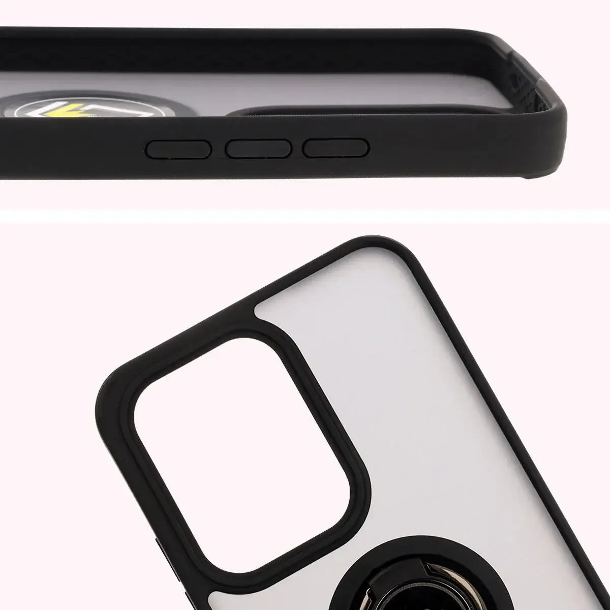 Handyhülle mit Fingergriff für Oppo Reno13 Pro, Bizon Case Hybrid Ring, getönt mit schwarzem Rahmen
