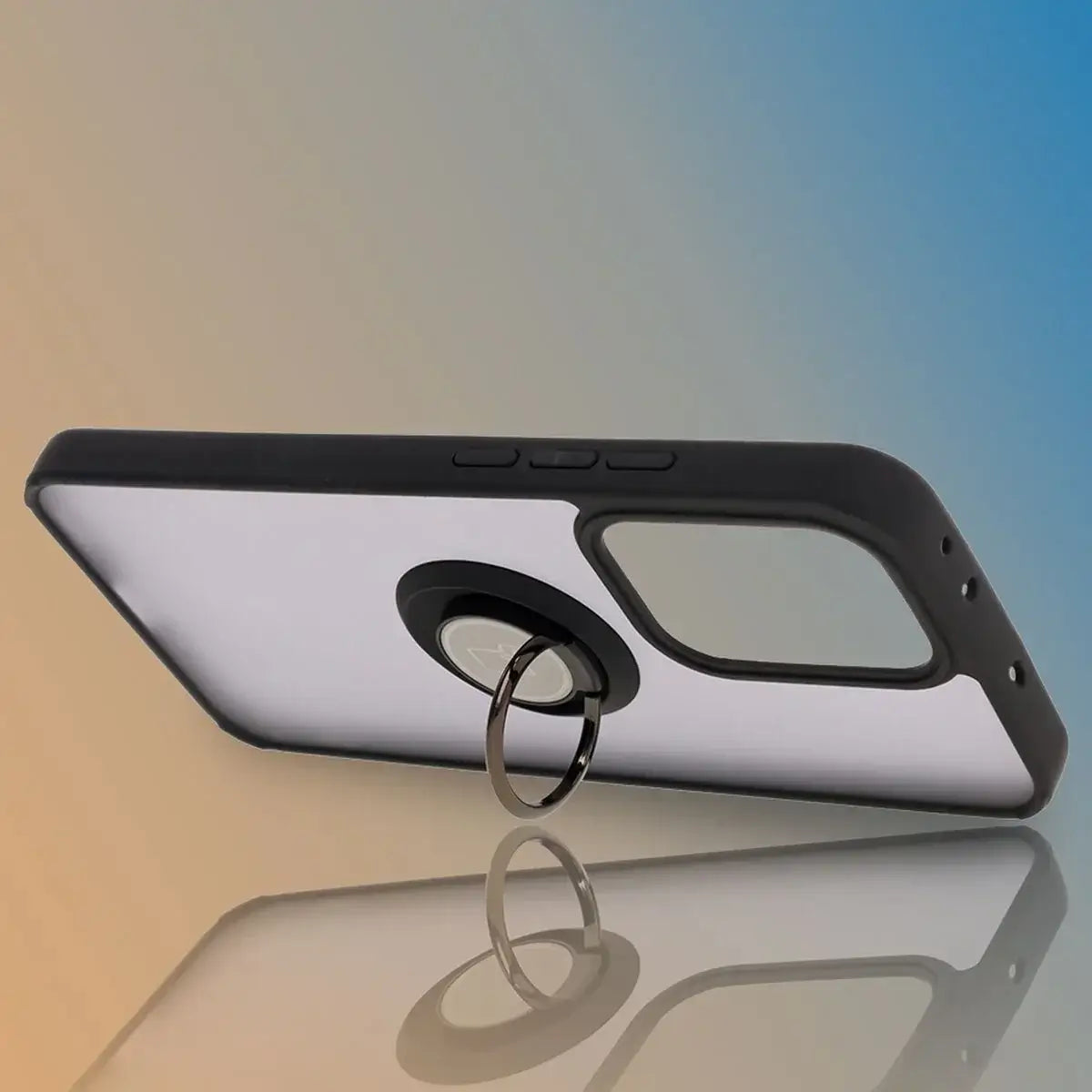 Handyhülle mit Fingergriff für Oppo Reno13 Pro, Bizon Case Hybrid Ring, getönt mit schwarzem Rahmen