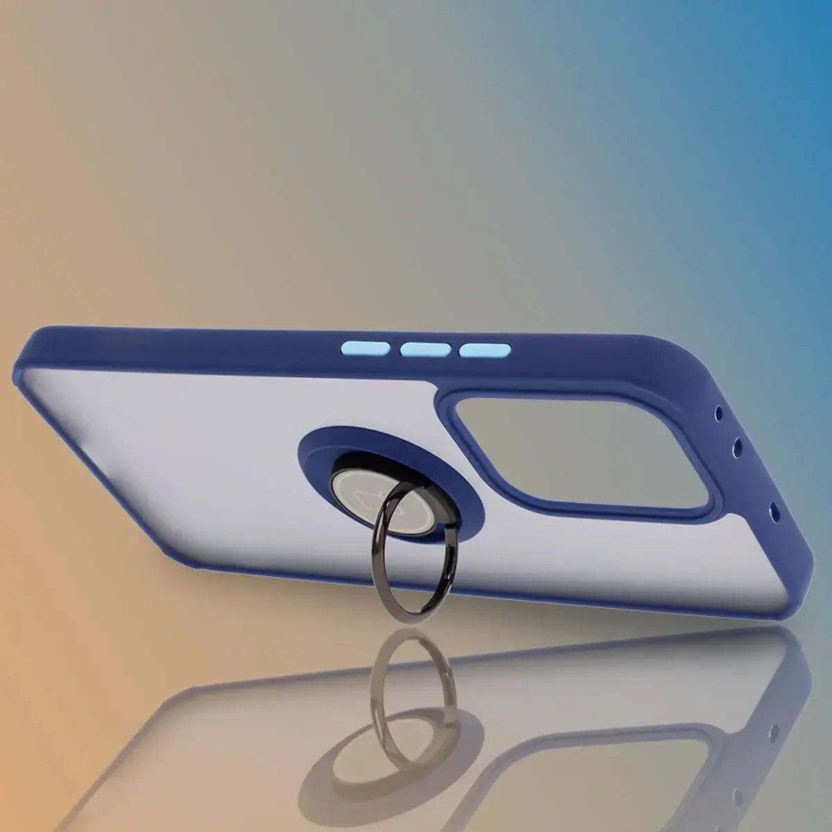 Handyhülle mit Fingergriff für Oppo Reno13 Pro, Bizon Case Hybrid Ring, getönt mit dunkelblauem Rahmen