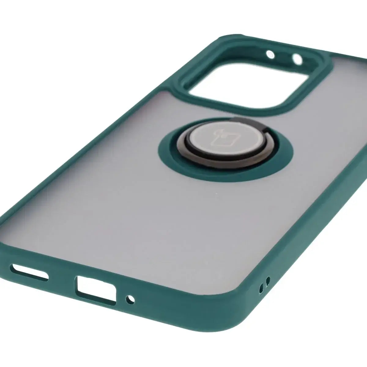 Handyhülle mit Fingergriff für Oppo Reno13 Pro, Bizon Case Hybrid Ring, getönt mit dunkelgrünem Rahmen