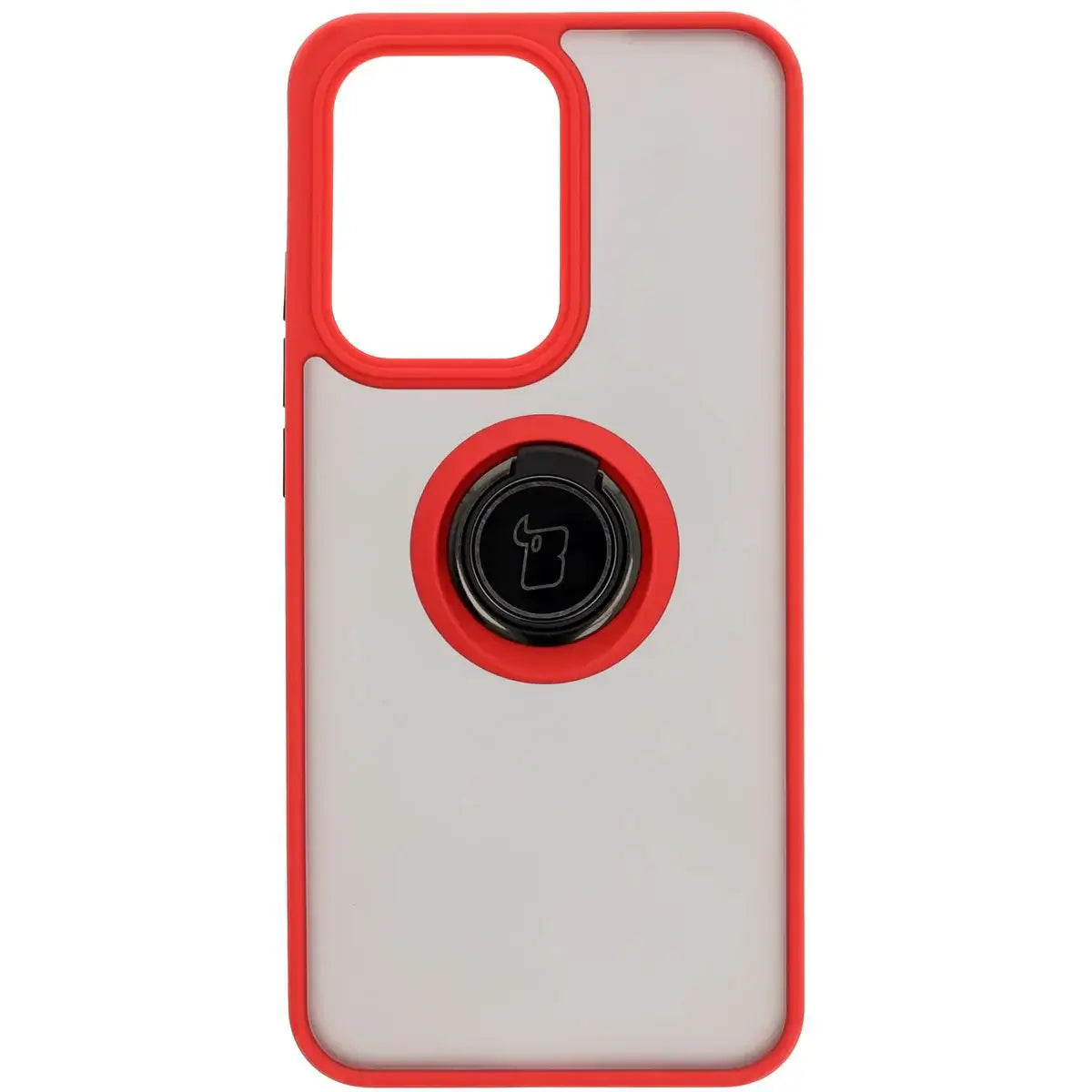 Handyhülle mit Fingergriff für Oppo Reno13 Pro, Bizon Case Hybrid Ring, getönt mit rotem Rahmen