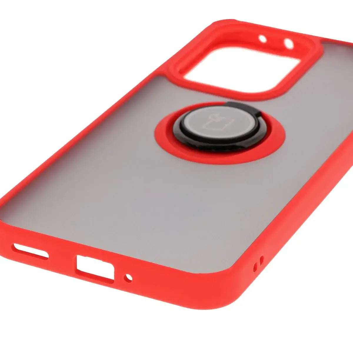 Handyhülle mit Fingergriff für Oppo Reno13 Pro, Bizon Case Hybrid Ring, getönt mit rotem Rahmen