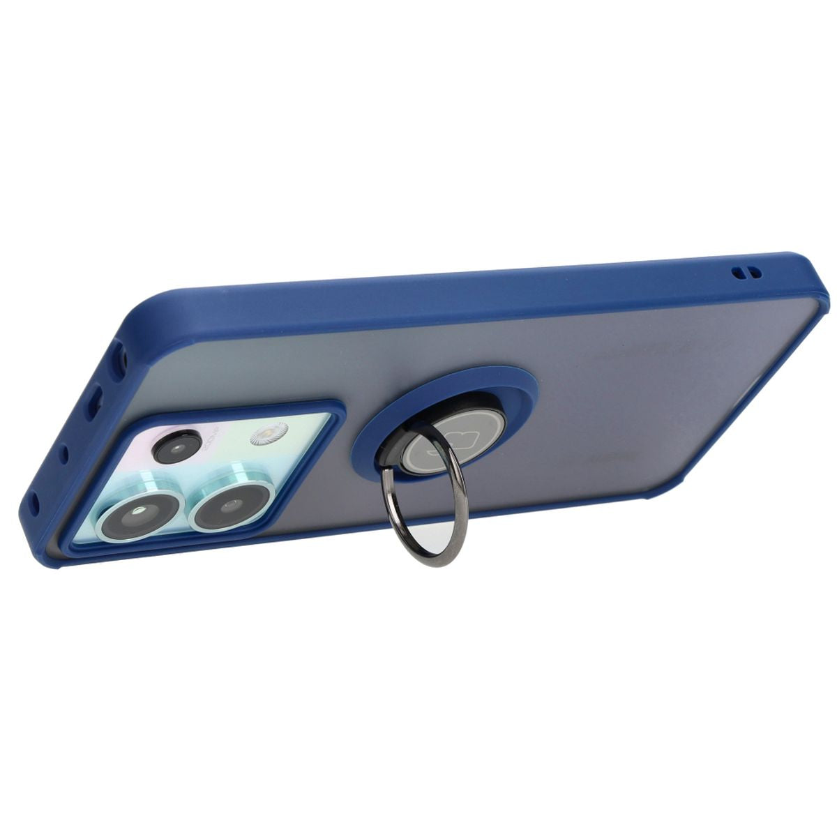 Handyhülle mit Fingergriff für Xiaomi Poco X6 / Xiaomi Redmi Note 13 Pro 5G, Bizon Case Hybrid Ring, getönt mit dunkelblauem Rahmen