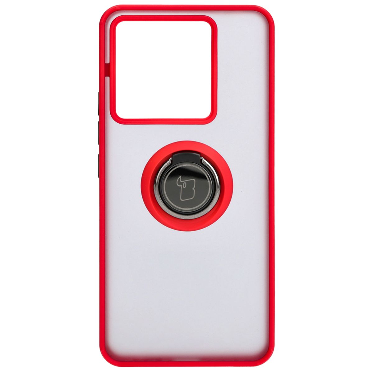 Handyhülle mit Fingergriff für Xiaomi Poco X6 / Xiaomi Redmi Note 13 Pro 5G, Bizon Case Hybrid Ring, getönt mit rotem Rahmen