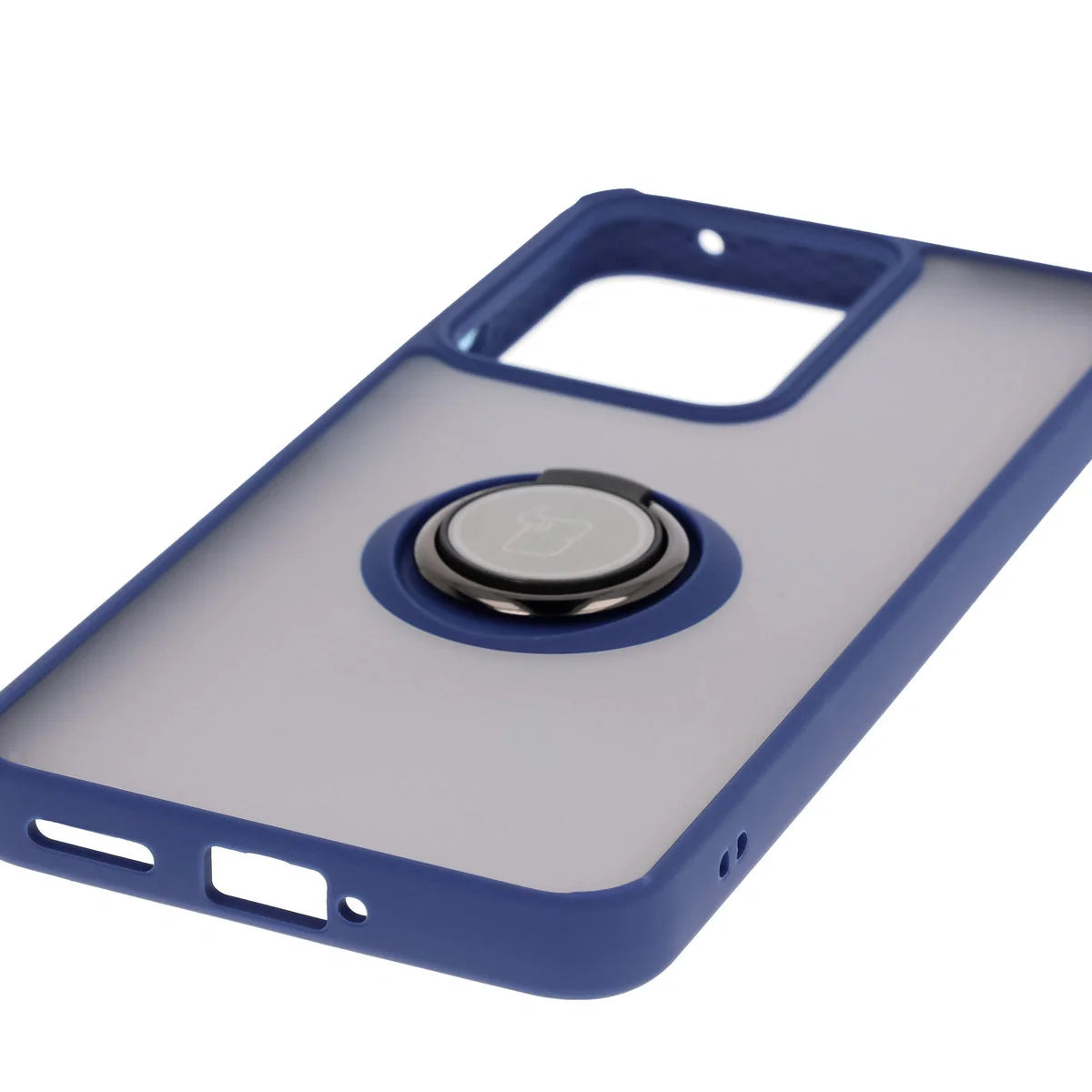 Handyhülle mit Fingergriff für Realme 14 5G / 14T 5G, Bizon Case Hybrid Ring, getönt mit dunkelblauem Rahmen