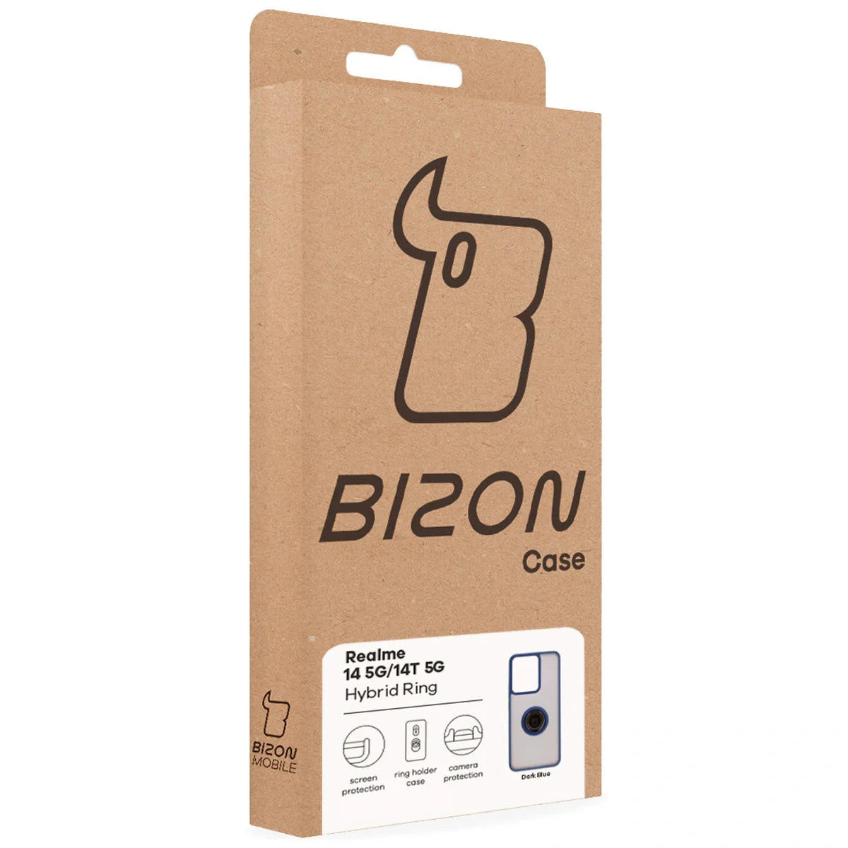Handyhülle mit Fingergriff für Realme 14 5G / 14T 5G, Bizon Case Hybrid Ring, getönt mit dunkelblauem Rahmen