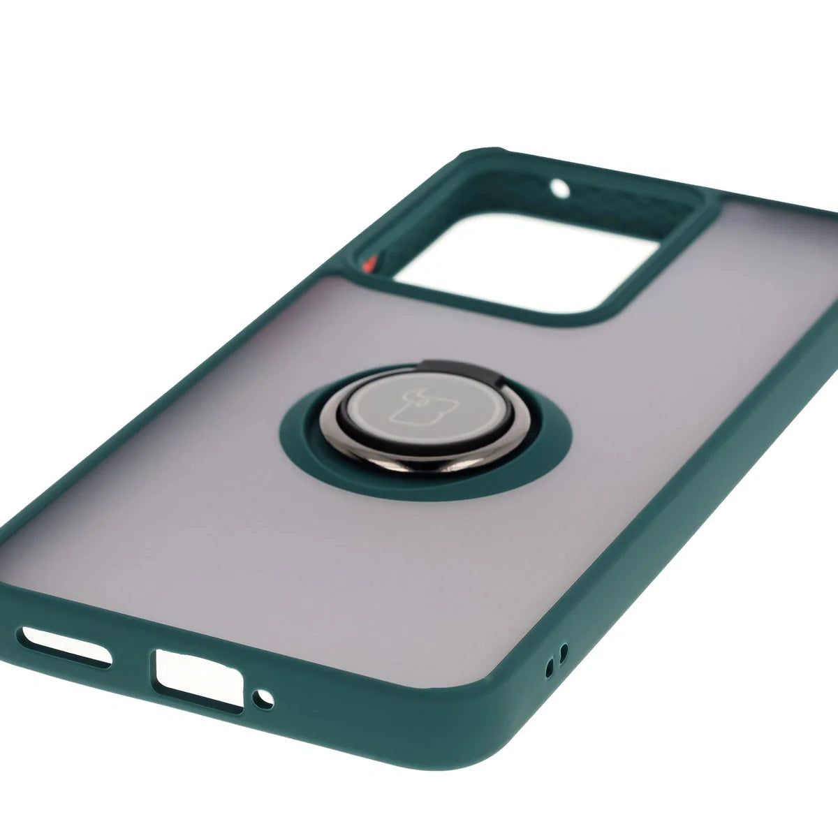 Handyhülle mit Fingergriff für Realme 14 5G / 14T 5G, Bizon Case Hybrid Ring, getönt mit dunkelgrünem Rahmen