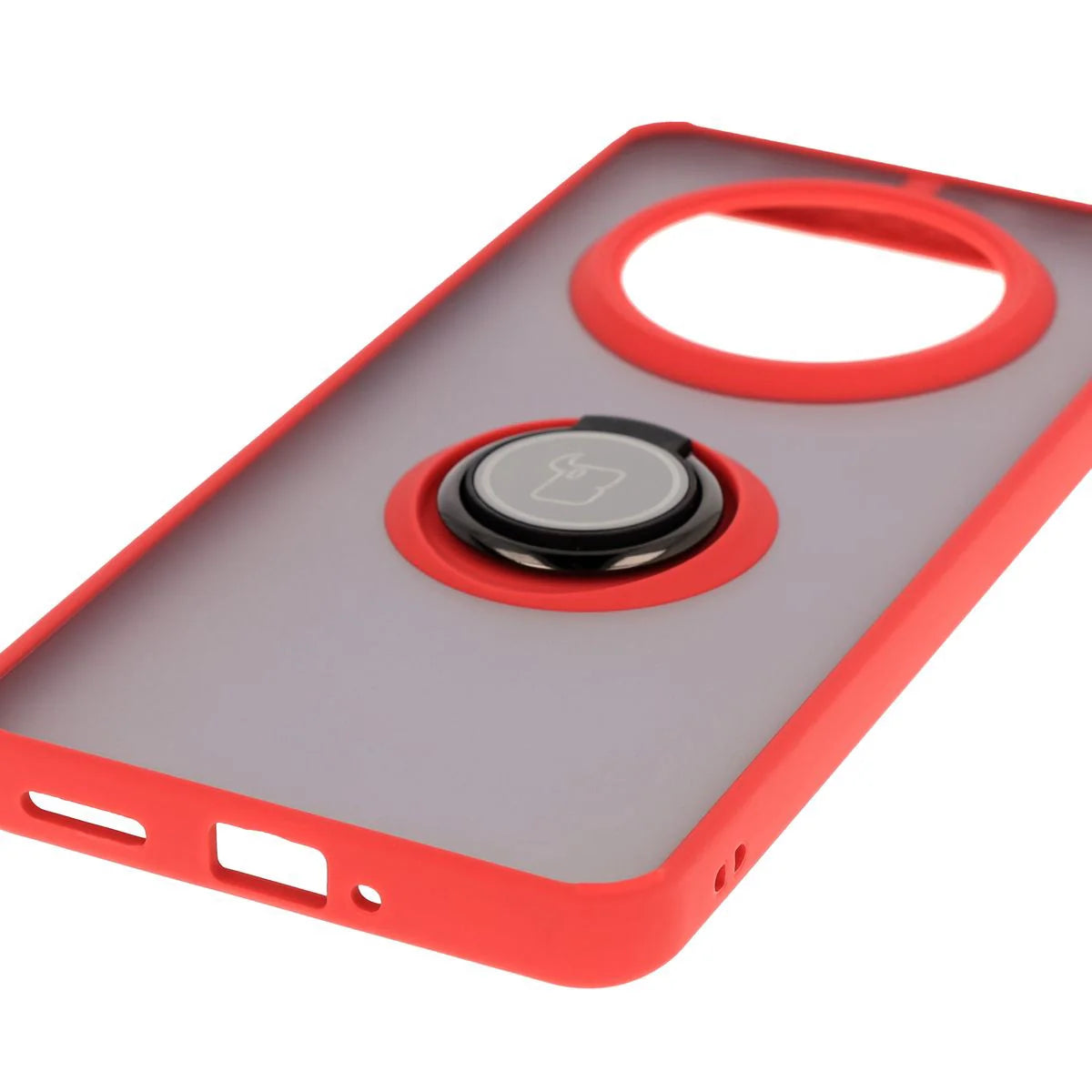 Handyhülle mit Fingergriff für Realme 14 Pro 5G, Bizon Case Hybrid Ring, getönt mit rotem Rahmen