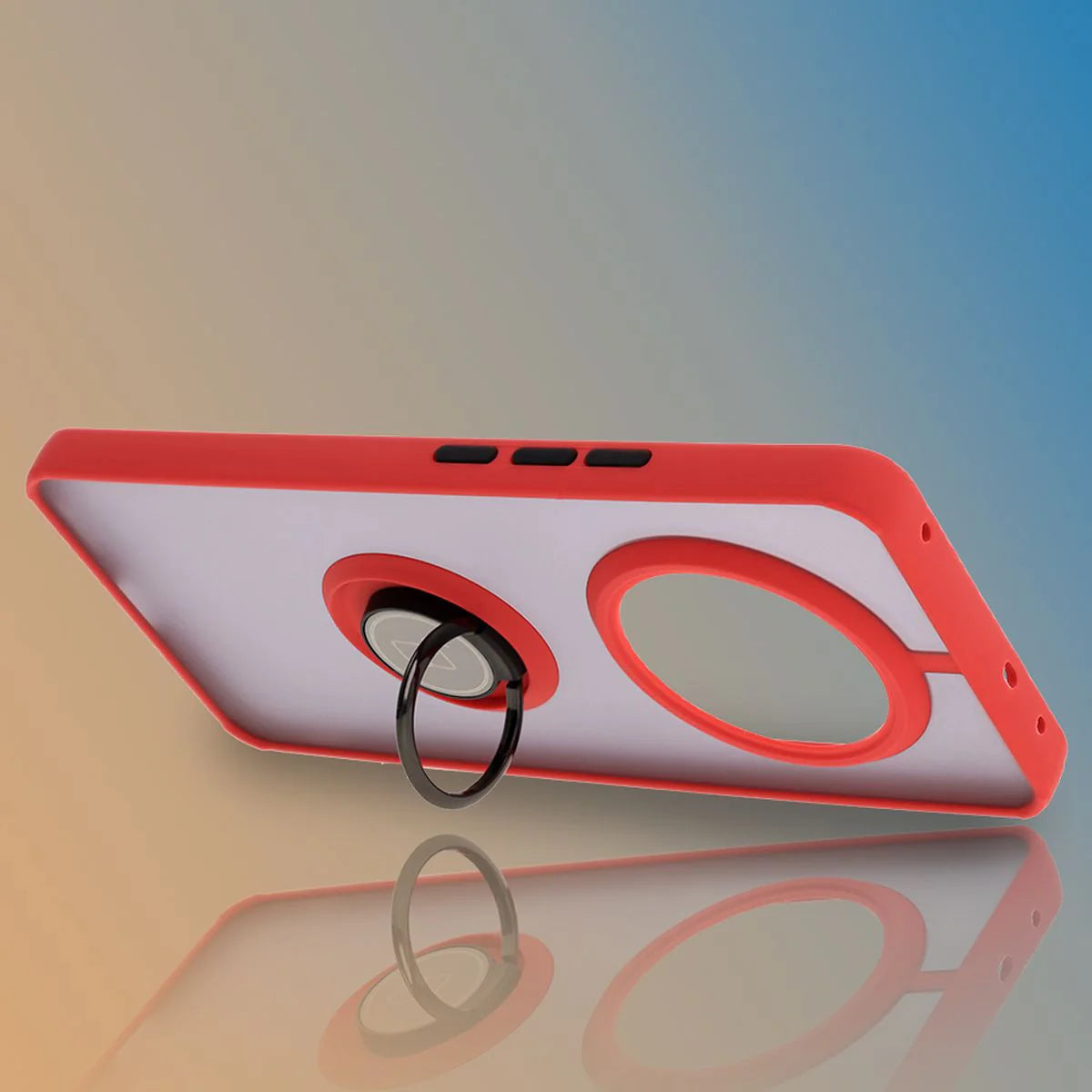 Handyhülle mit Fingergriff für Realme 14 Pro 5G, Bizon Case Hybrid Ring, getönt mit rotem Rahmen