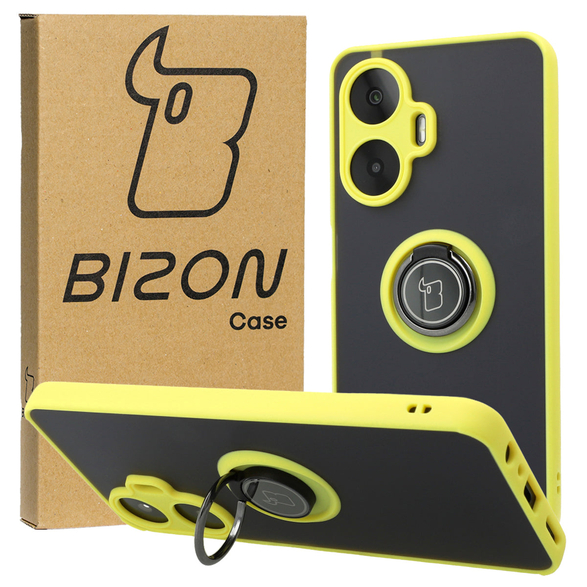 Schutzhülle Bizon Case Hybrid Ring für Realme C55, Gelb